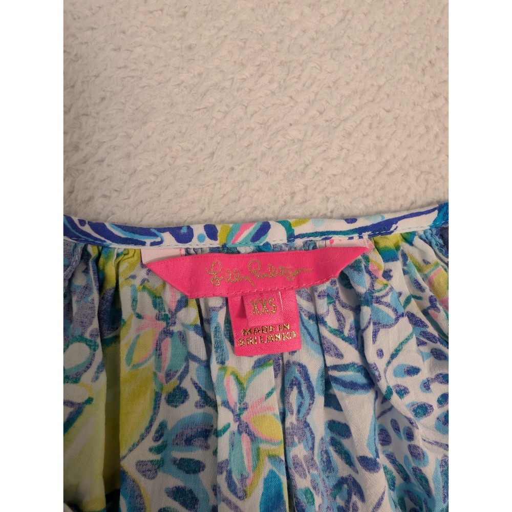 Lilly Pulitzer Willa Top Zest For Life Resort Lemon Print Women's XXS (01017C) - Picture 2 of 6